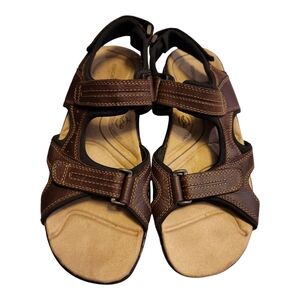 Dockers sandals brown leather H&L adjustable padded straps 11M mens soft insole